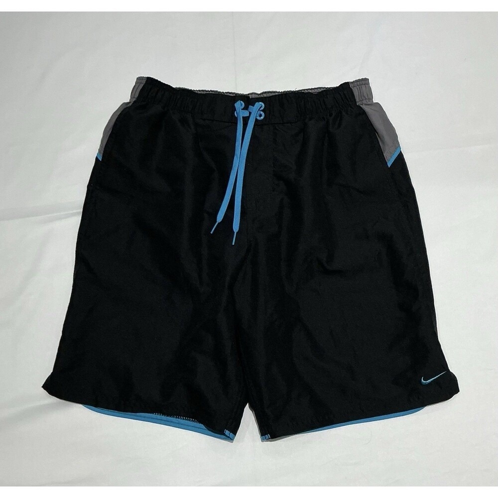 Nike Swim Shorts Mens Medium Black Lace Up Mesh Lined‎ Summer Beach